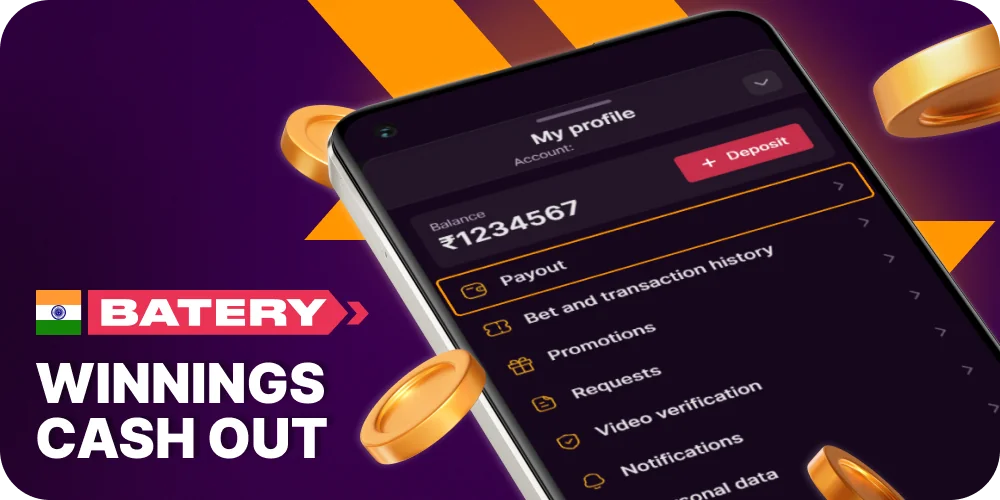 Withdraw your winnings from Batery